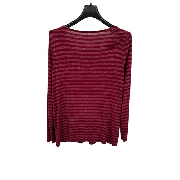 Talbots Women's Burgundy Red Metallic Striped Long Sleeve T-Shirt Top 1X - Picture 3 of 5